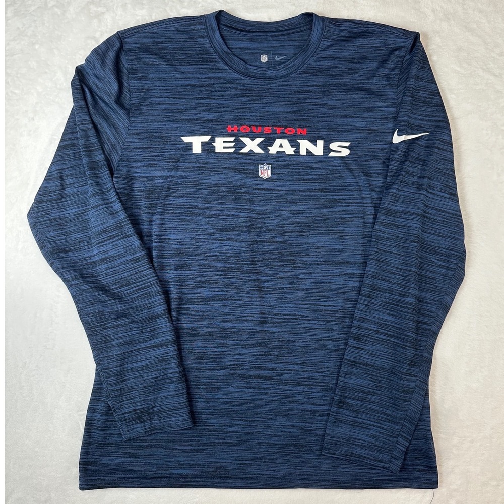 Nike Houston Texans NFL Mens Navy Blue Space Dye Long Sleeve Shirt Medium